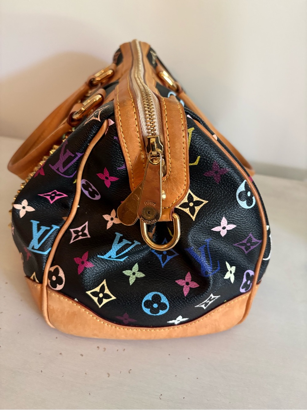 LOUIS VUITTON Courtney MM Black Monogram Multicolor Canvas Satchel Bag - Picture 16 of 16